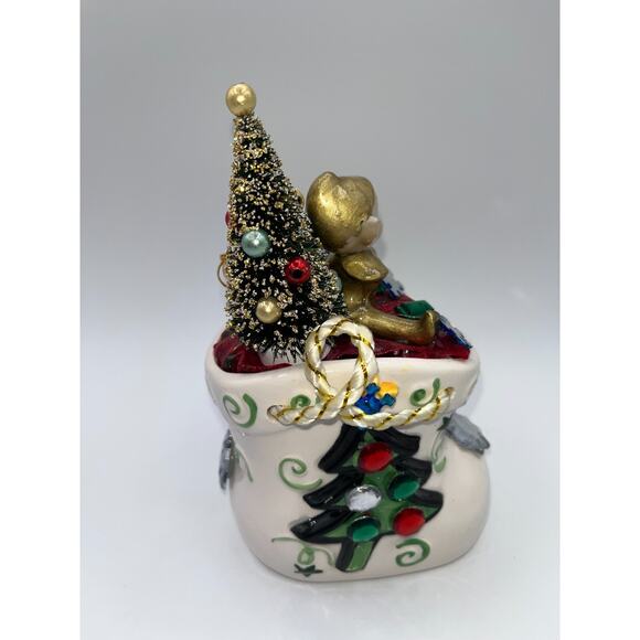 Vintage Ceramic Christmas Elf Pixie Spreading a little holiday Pixie Dust ! OOAK - Picture 14 of 16